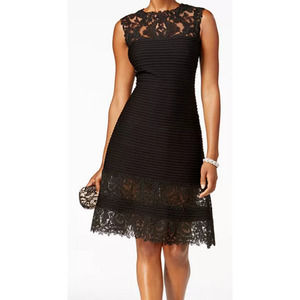 Tadashi Shoji Illusion Lace A-Line Dress Black Women's size Medium